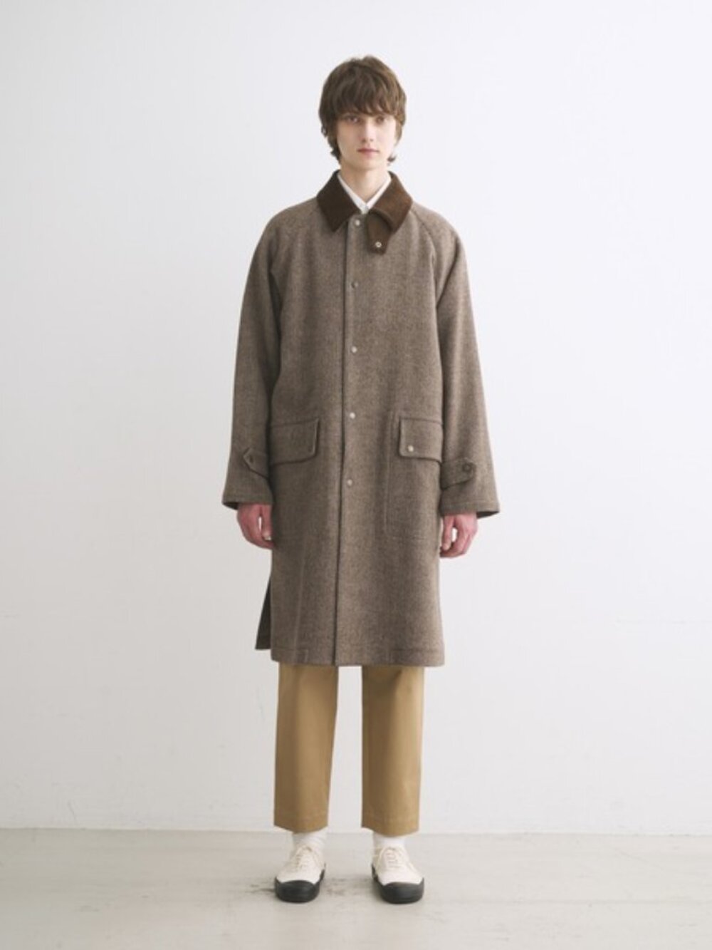 TRADITIONAL WEATHERWEAR Unisex Bargate Coat Size M In Brown Herringbone/Green